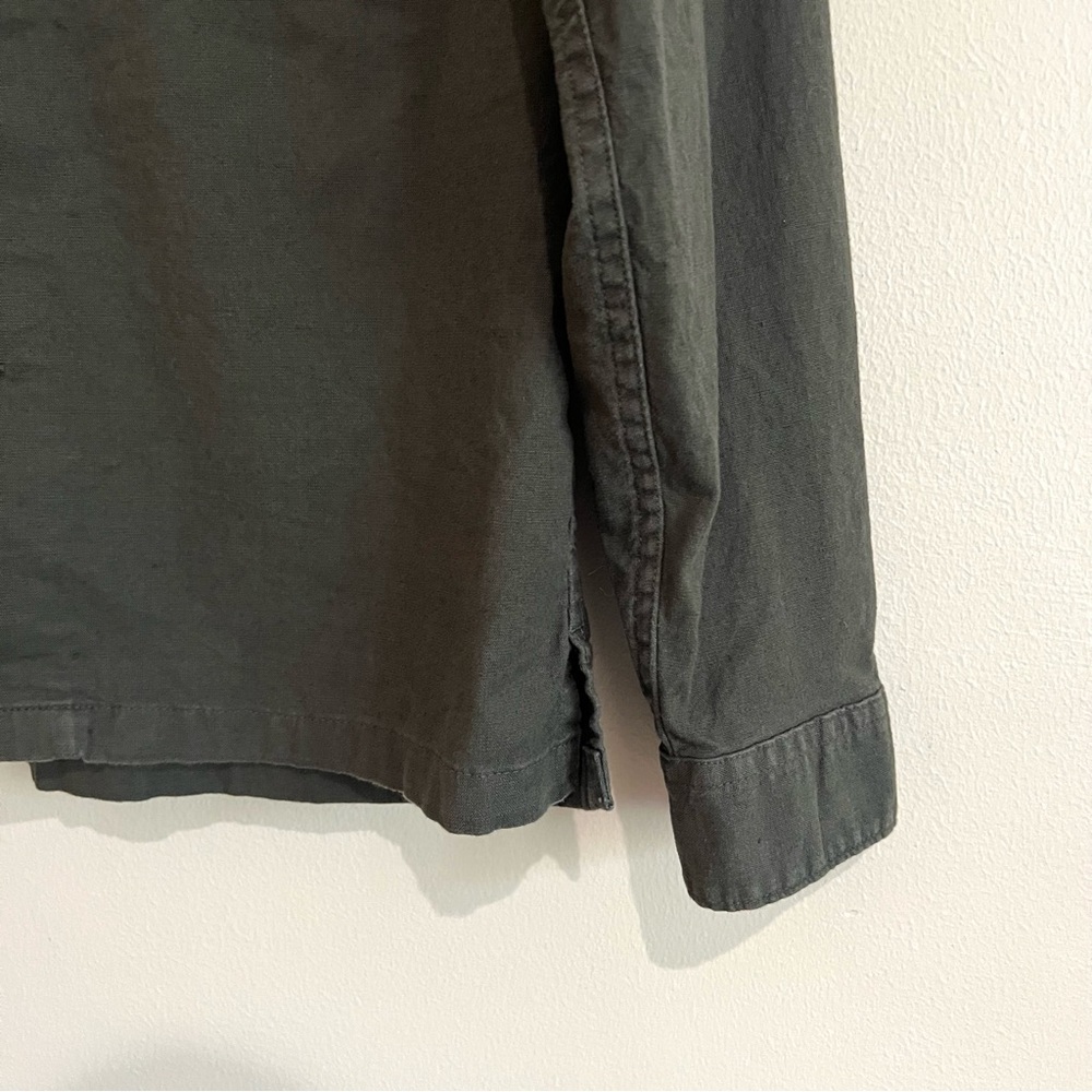 Abercrombie & Fitch Linen Blend Long Sleeve Button Down Shirt Olive Green XS - Picture 4 of 11